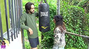 Petite Teen Practices Boxing And Sucks Neighbor's Cock