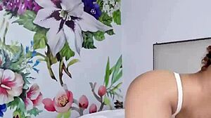 Pretty teen naughtily rubs pussy on pillow