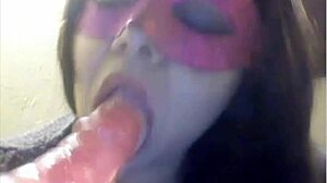 this bbw babe plays with her toy while sucking on it