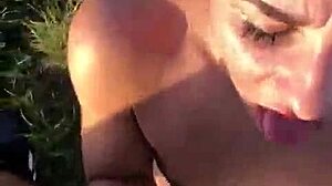 perfect blowjob with handjob and deepthroat outdoor fucking