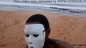 Young couple's wet beach sex with tight pussy