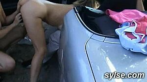 two outdoor threesomes with wild bitches