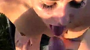 perfect blowjob with handjob and deepthroat outdoor fucking