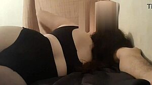 The boss in lingerie gets sucked on webcam