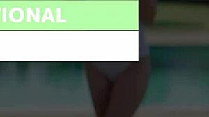 Skinny Big Boobed Blonde Teen Alice Strips White Polkadot Bikini.