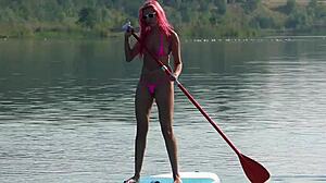 Sup! Pink Micro Bikini Flashes In Public