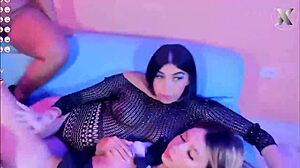 Beautiful amateur latina lesbians casually teach pussy eating techniques to each other