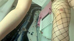 Hot Amateur Bitch Squirts Hard While Sucking Big Tits at Home