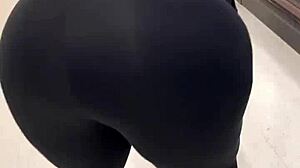 Heather's phat ass stretches in yoga, voyeur watches