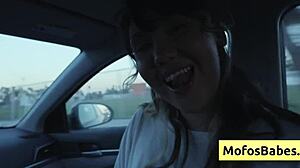 Sexy Asian Hottie Plays With Big Boobs In Car Before Friend Tomie Tang