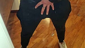 Sexy perverse cumshots with pissing and leather jacket.