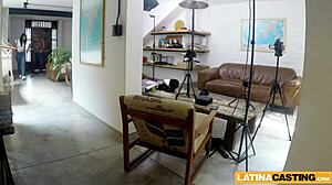 Latina winks asshole while deepthroating dick in casting interview