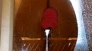 girl rips clothes and plays with pink toy in shower 😏