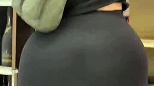 Heather's phat ass stretches in yoga, voyeur watches