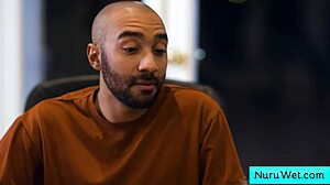 Ebony masseuse gives wet nuru massage to horny client