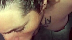 Girlfriend Licks and Swallows Cum in Homemade Blowjob Championship with Curvy Tits