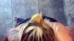 Girlfriend Licks and Swallows Cum in Homemade Blowjob Championship with Curvy Tits