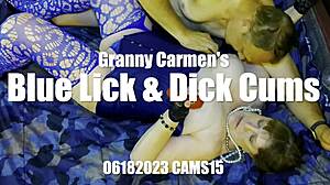 Granny Carmen’s Blue Lick Session Turns Into Wild Dick Action with Cumshots