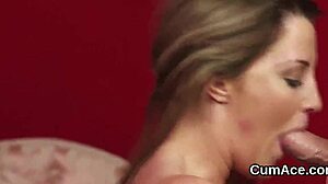 spicy babe eats all the cum on her face