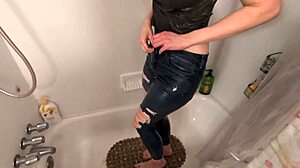 amateur pee desperation and golden shower with girlfriend 😈