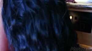 Black haired dancer gets rough anal and cum on her tits