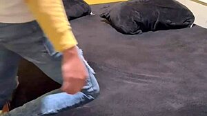 homemade mexican masturbation in bedroom with toys and handjob