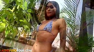 skinny brunette prostitute shakes booty before deepthroating gringo dick