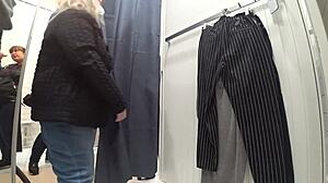 Plump MILF's Juicy Ass and Big Tits Caught on Hidden Cam in Dressing Room.