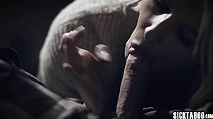 Dirty Stepmom Helps Big Cock Stepson With Her Hands!