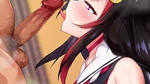 Ookami Mio Gives Sloppy Blowjob