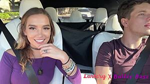 Sexy teen fucks during road trip, pulls over for cum facial.