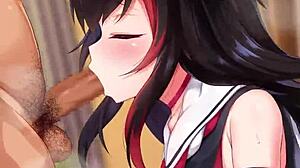 Ookami Mio Gives Sloppy Blowjob
