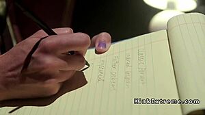 Hot bound slave gets fucked and anal fingered in lesbian bondage