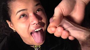 Stepsister Moans While Playing With Cock And Sticks Tongue Out For Cum