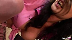 Teen in classroom wake up by old teacher and seduce to rough fuck