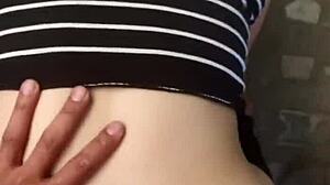 Cousin fucks my ass roughly, leaving creampie while I wash clothes, feeling intense pleasure