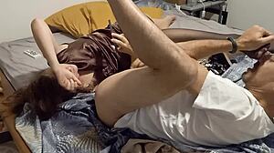 Sexy Clothed Slut Licks Ass in Black Satin Panty Doggy POV