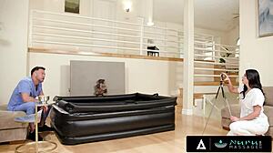 nuru massage - sexy masseuse gal ritchie gets hot facial after fucking her coworker french subtitles