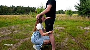 Teen Babe Begs for Outdoor Throating and Cum Swallowing