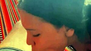 horny colombian housewife pulls boyfriend's penis on the street and sucks it