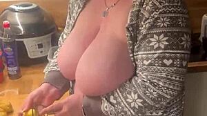 Chubby German Amateur Feels Passionate In Kitchen With Big Natural Tits