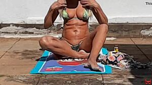 Hot Blonde Runs from Neighbor Filming Her Naked