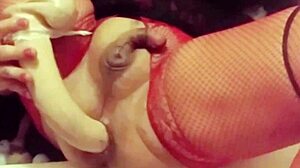 Frantic pace anal tranny uses dildo and toys in hardcore masturbation session