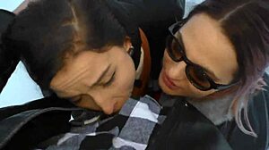 Two Hot Teens Deepthroat Cock Outdoor For Cumshot