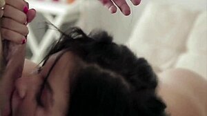 fucking russian brunette on bed with riding and facial.