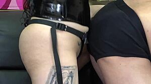 japanese mistress uses strapon to fuck guy's ass