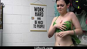 young thief dominated by cop in office strip search