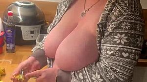 Chubby German Amateur Feels Passionate In Kitchen With Big Natural Tits