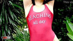 Horny Teen Kiihara Strong Performs Hot Striptease Ripping Clothes