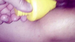 Watch my wife ride this big dildo to orgasm, her vagina dripping